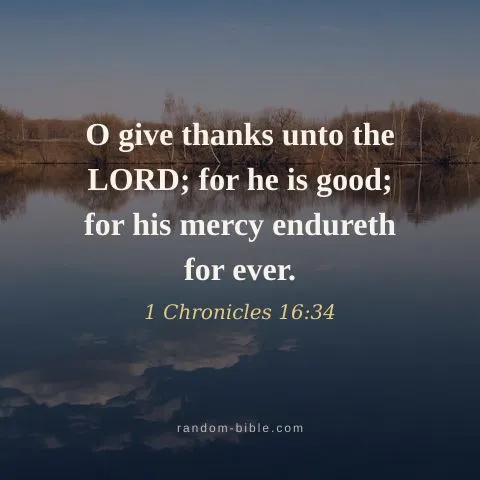 O give thanks unto the LORD; for he is good; for his mercy endureth for ever. — 1 Chronicles 16:34