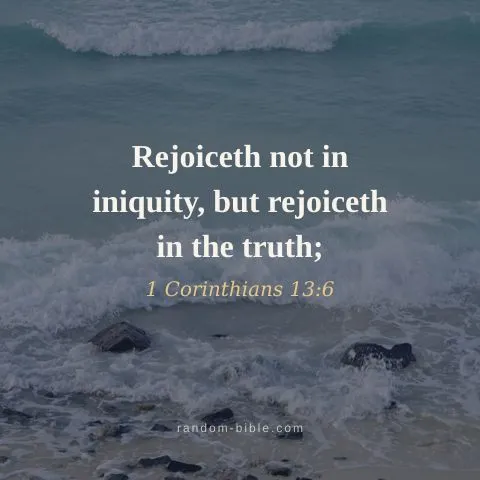 Rejoiceth not in iniquity, but rejoiceth in the truth; — 1 Corinthians 13:6