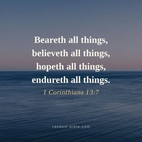 Beareth all things, believeth all things, hopeth all things, endureth all things. — 1 Corinthians 13:7