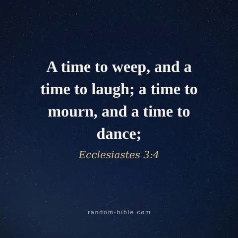A time to weep, and a time to laugh; a time to mourn, and a time to dance; — Ecclesiastes 3:4
