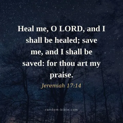 Heal me, O LORD, and I shall be healed; save me, and I shall be saved: for thou art my praise. — Jeremiah 17:14