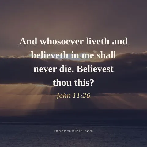And whosoever liveth and believeth in me shall never die. Believest thou this? — John 11:26
