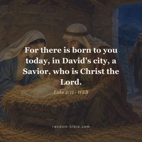 Luke 2:11 picture (WEB): “For there is born to you today, in David’s city, a Savior, who is Christ the Lord.”