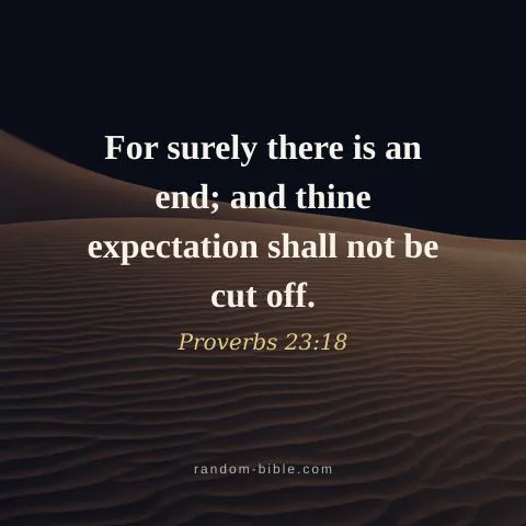 For surely there is an end; and thine expectation shall not be cut off. — Proverbs 23:18