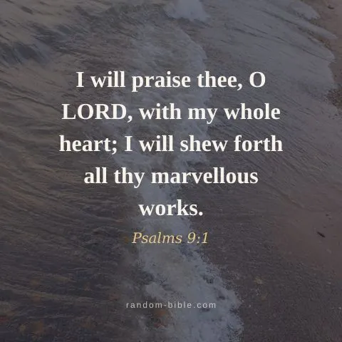 I will praise thee, O LORD, with my whole heart; I will shew forth all thy marvellous works. — Psalms 9:1