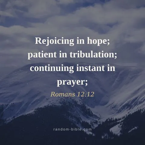 Rejoicing in hope; patient in tribulation; continuing instant in prayer; — Romans 12:12