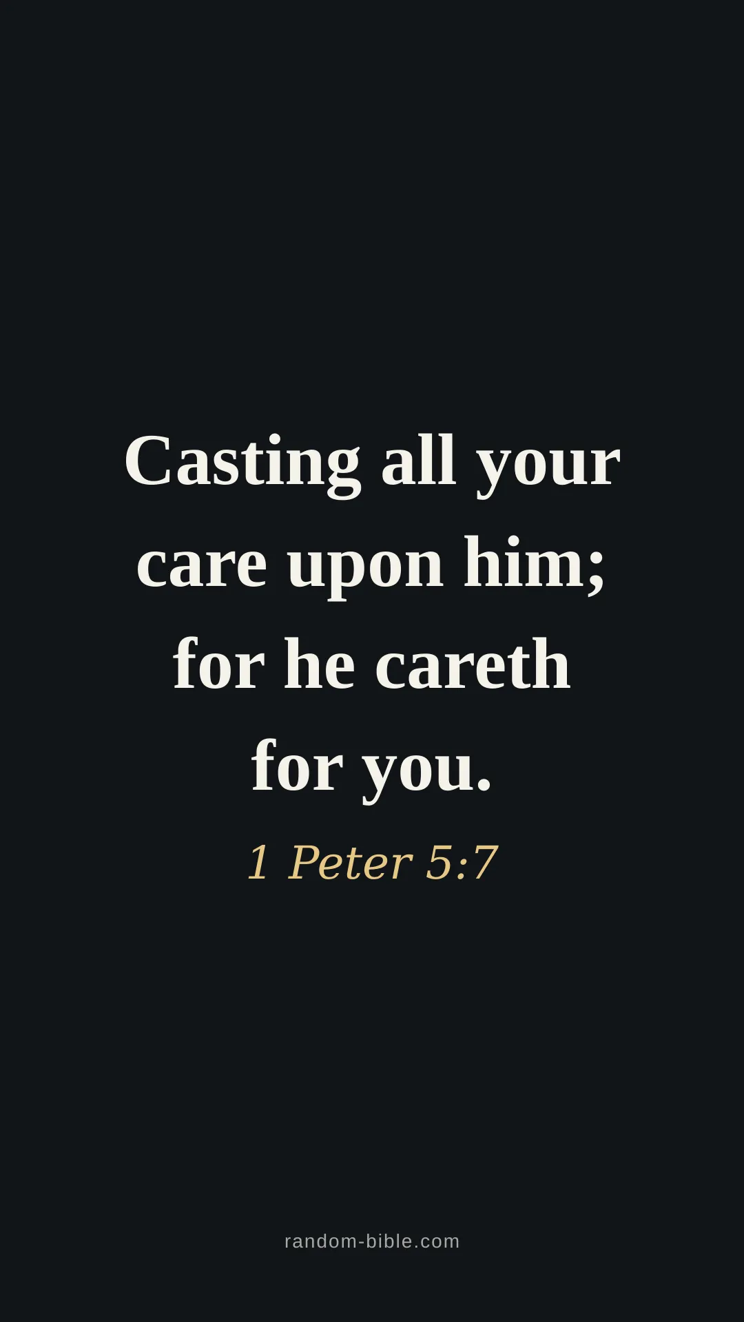 1 Peter 5:7 dark Bible verse wallpaper (KJV)