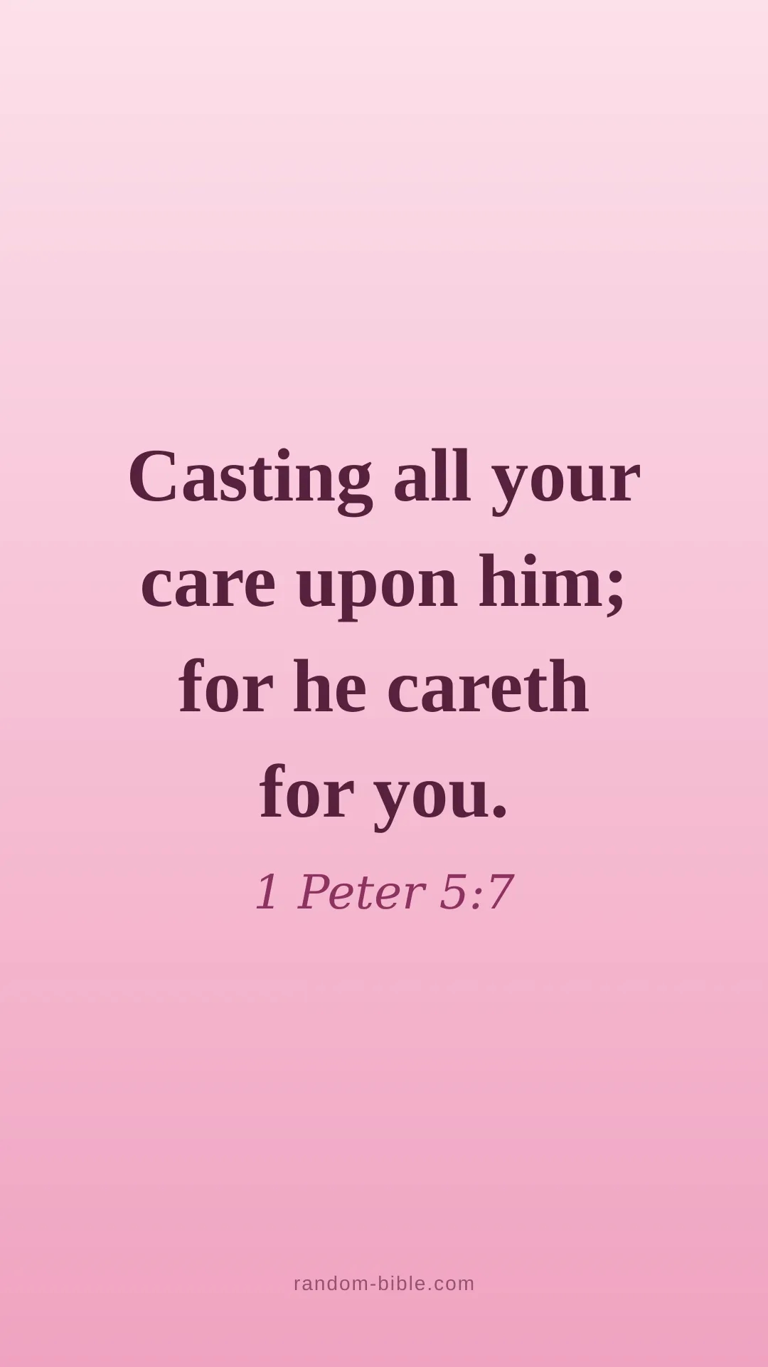 1 Peter 5:7 pink Bible verse wallpaper (KJV)