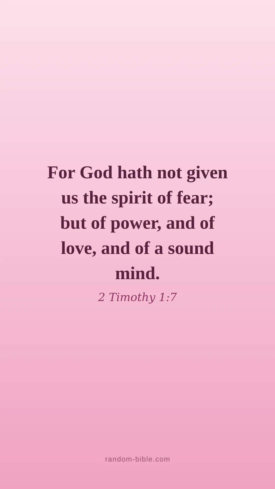 2 Timothy 1:7 — pink Bible verse wallpaper
