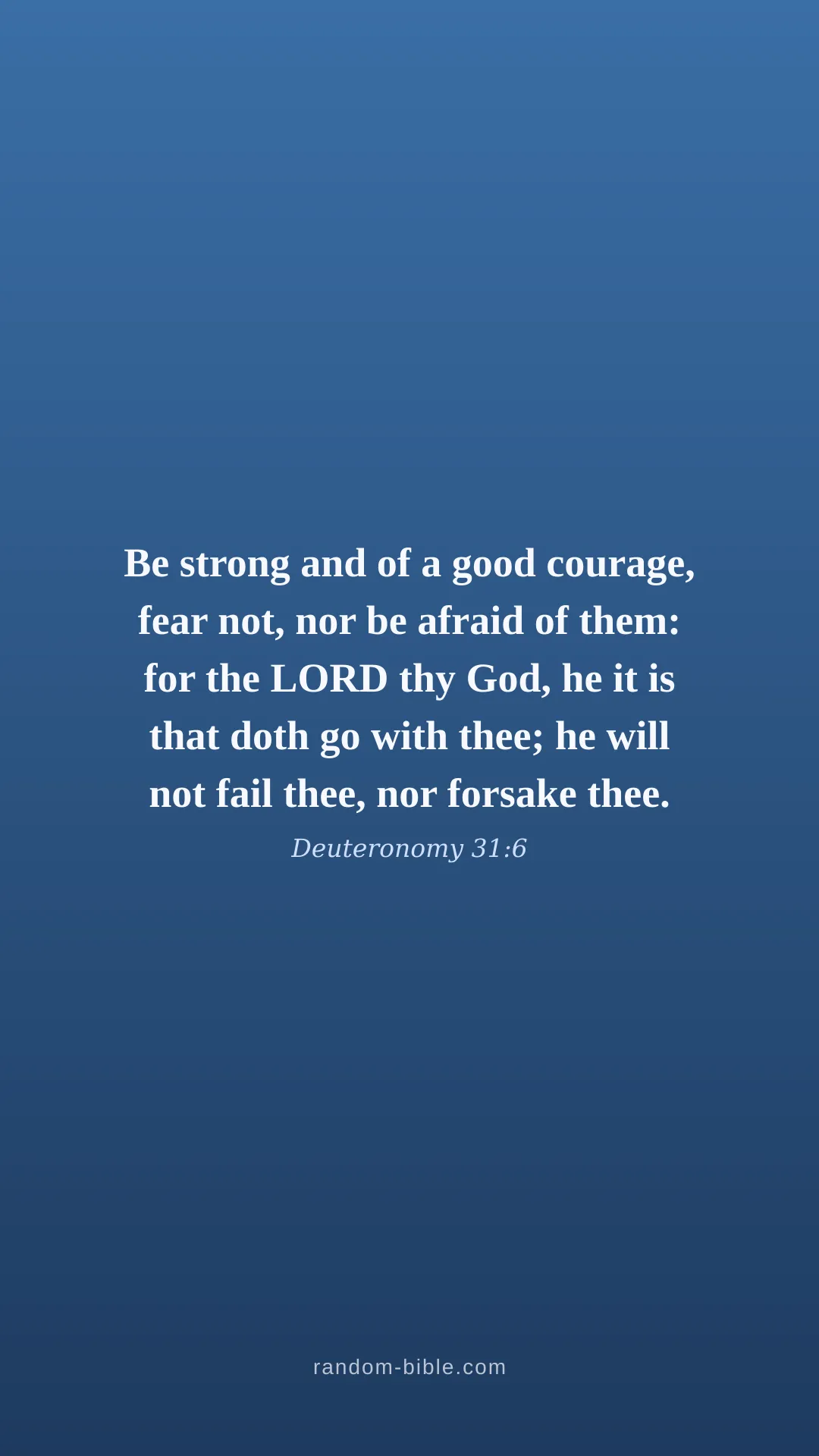 Deuteronomy 31:6 blue Bible verse wallpaper (KJV)