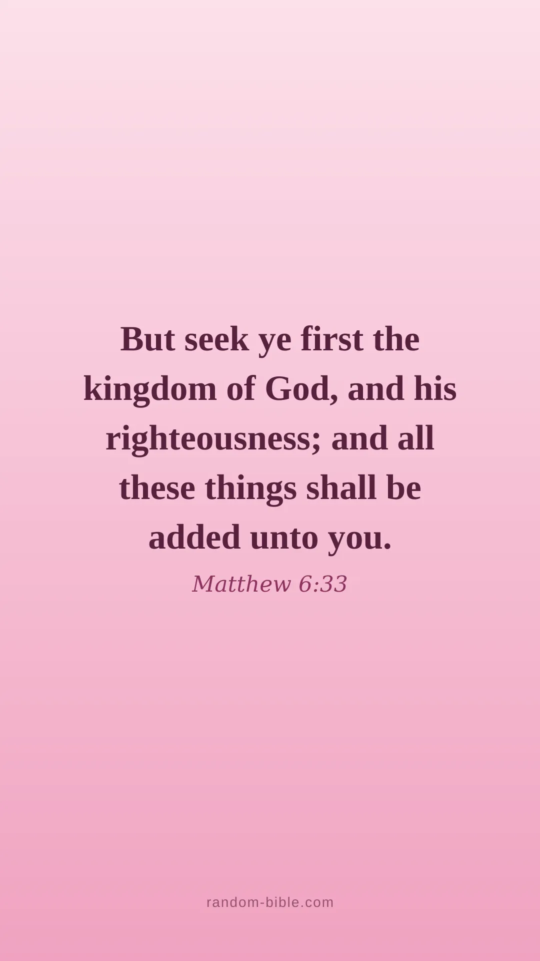 Matthew 6:33 — pink Bible verse wallpaper