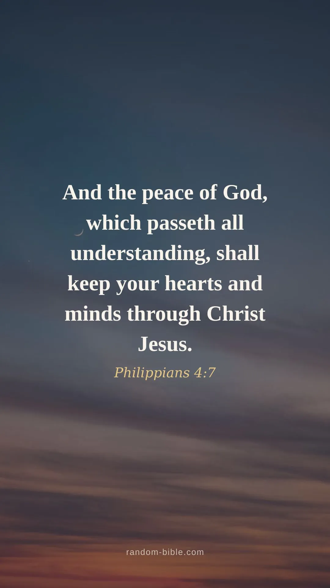 Philippians 4:7 wallpaper — “And the peace of God, which passeth all understanding, shall keep your hearts and minds through Christ Jesus.” (KJV)