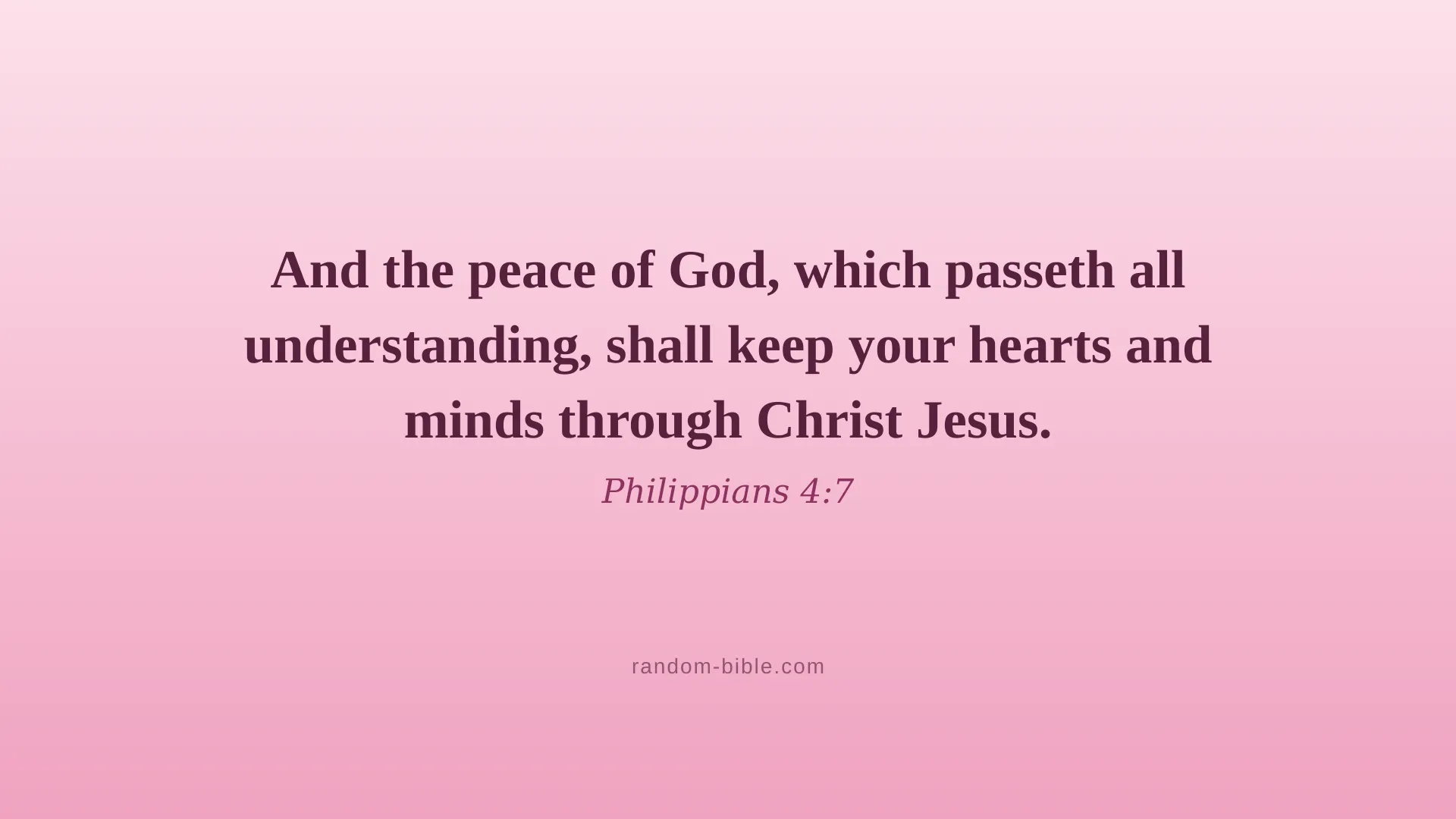 Philippians 4:7 pink Bible verse wallpaper for desktop and laptop (KJV)