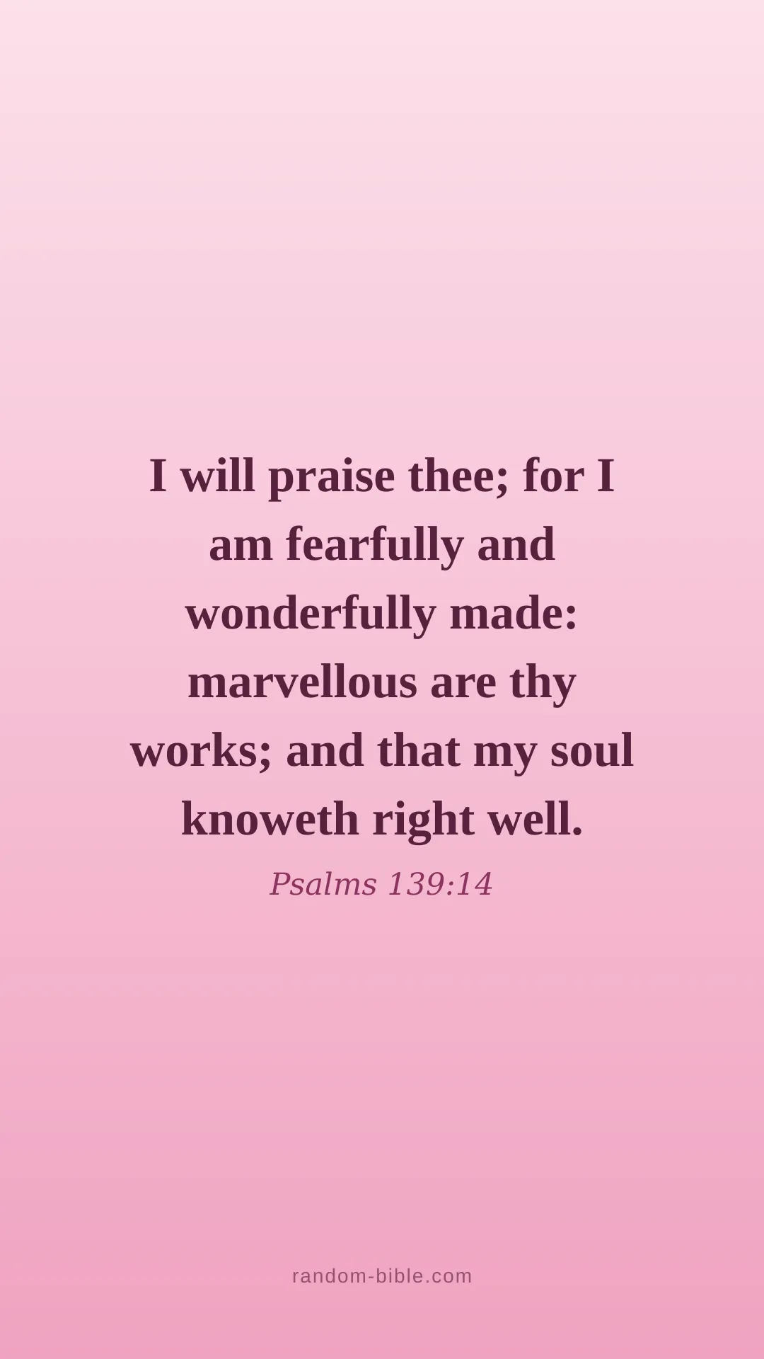 Psalms 139:14 pink Bible verse wallpaper (KJV)