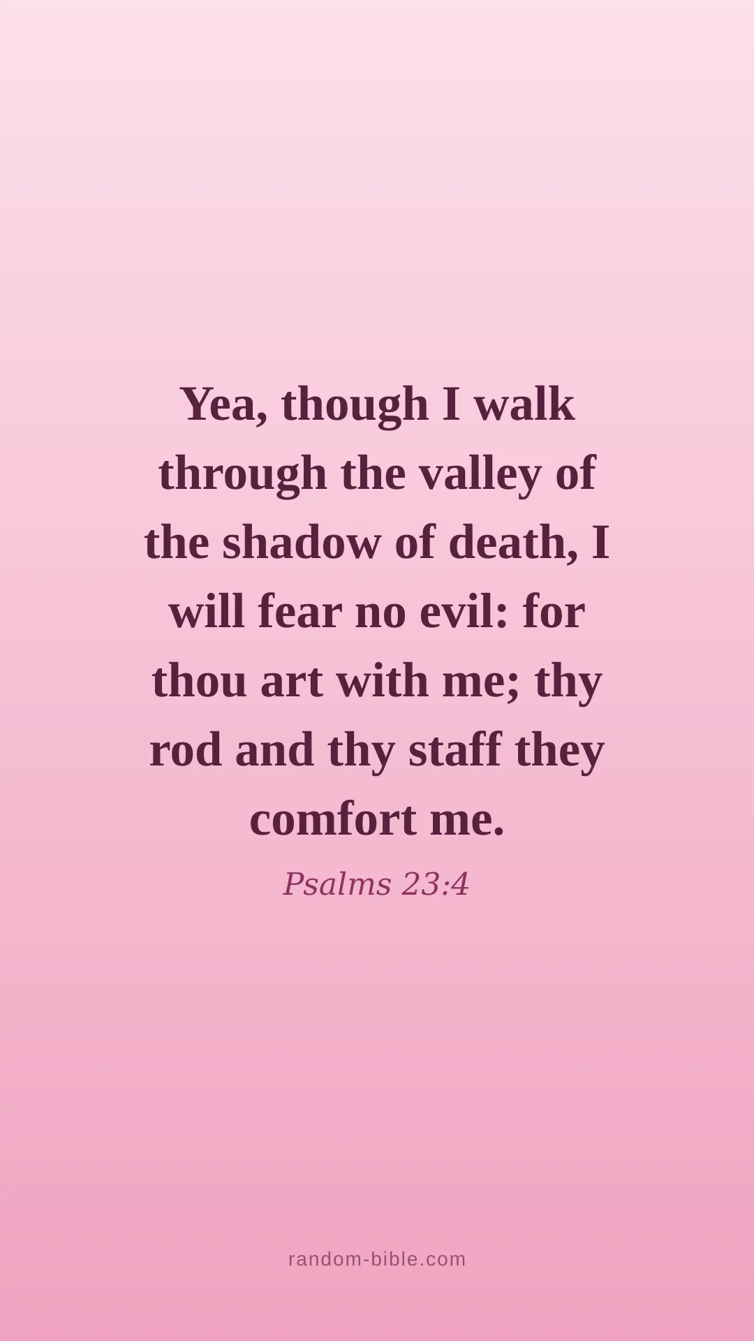 Psalms 23:4 — pink Bible verse wallpaper
