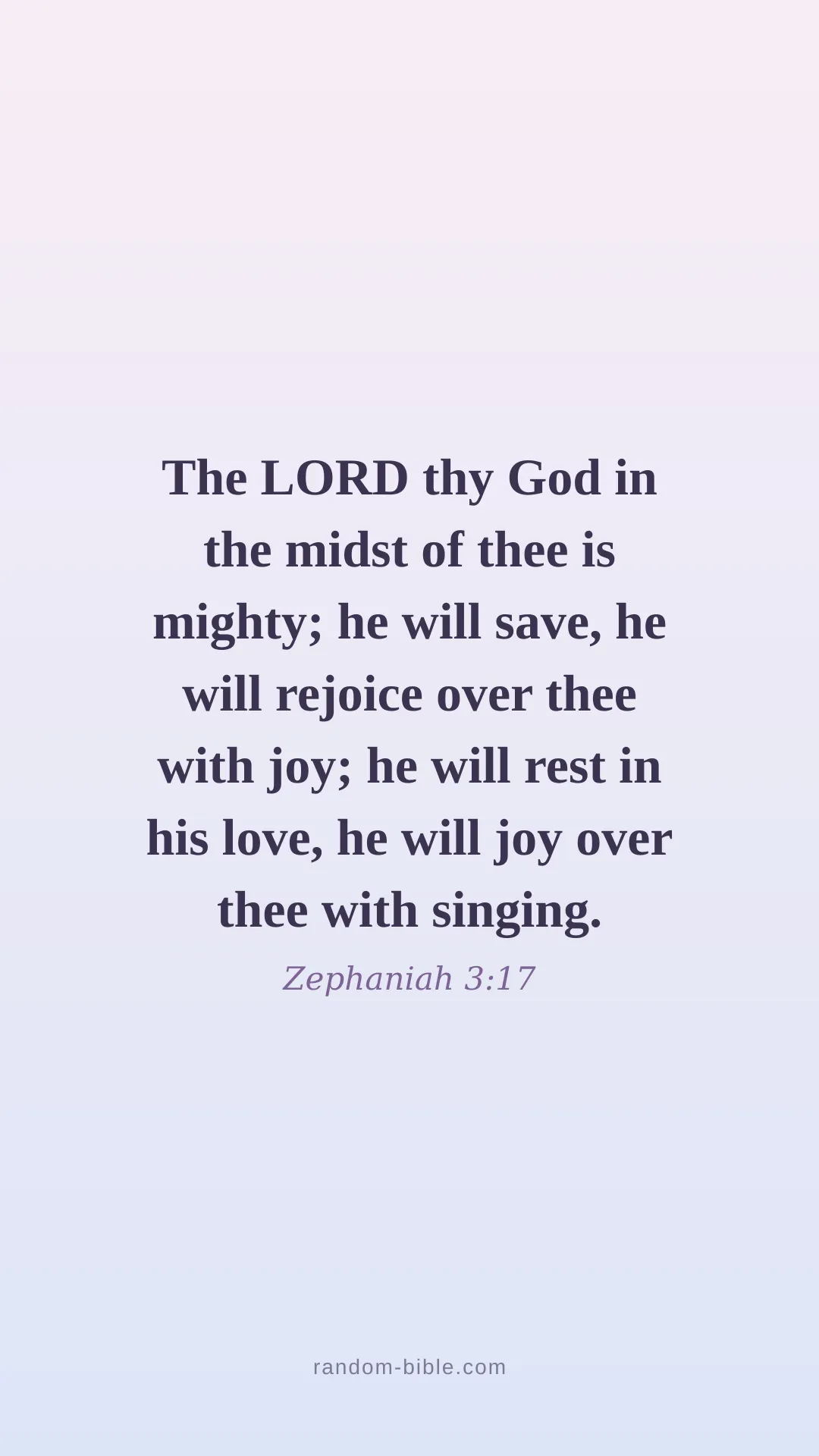 Zephaniah 3:17 aesthetic Bible verse wallpaper (KJV)