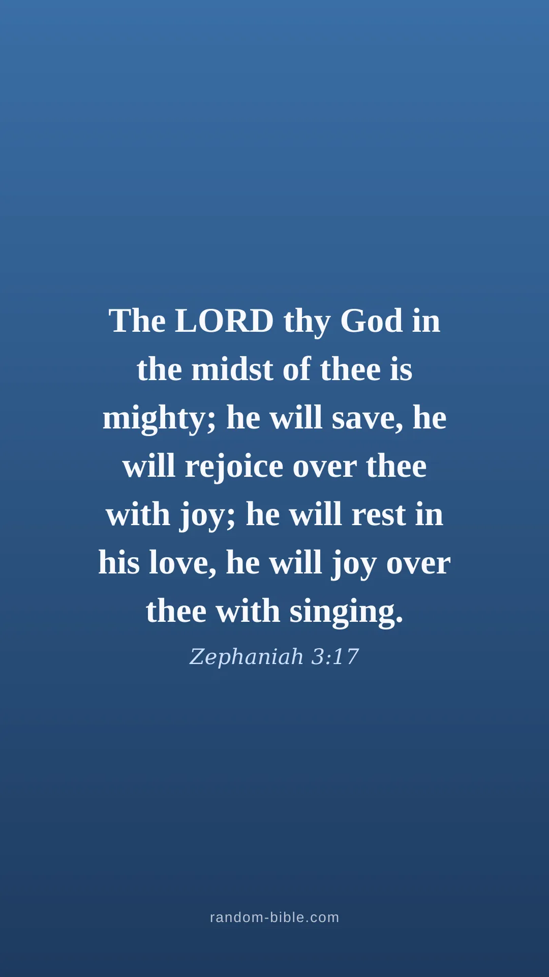 Zephaniah 3:17 blue Bible verse wallpaper (KJV)